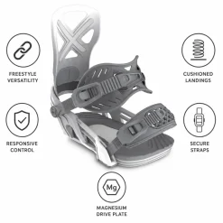 Attacchi Snowboard Bent Metal Anvil White Grey