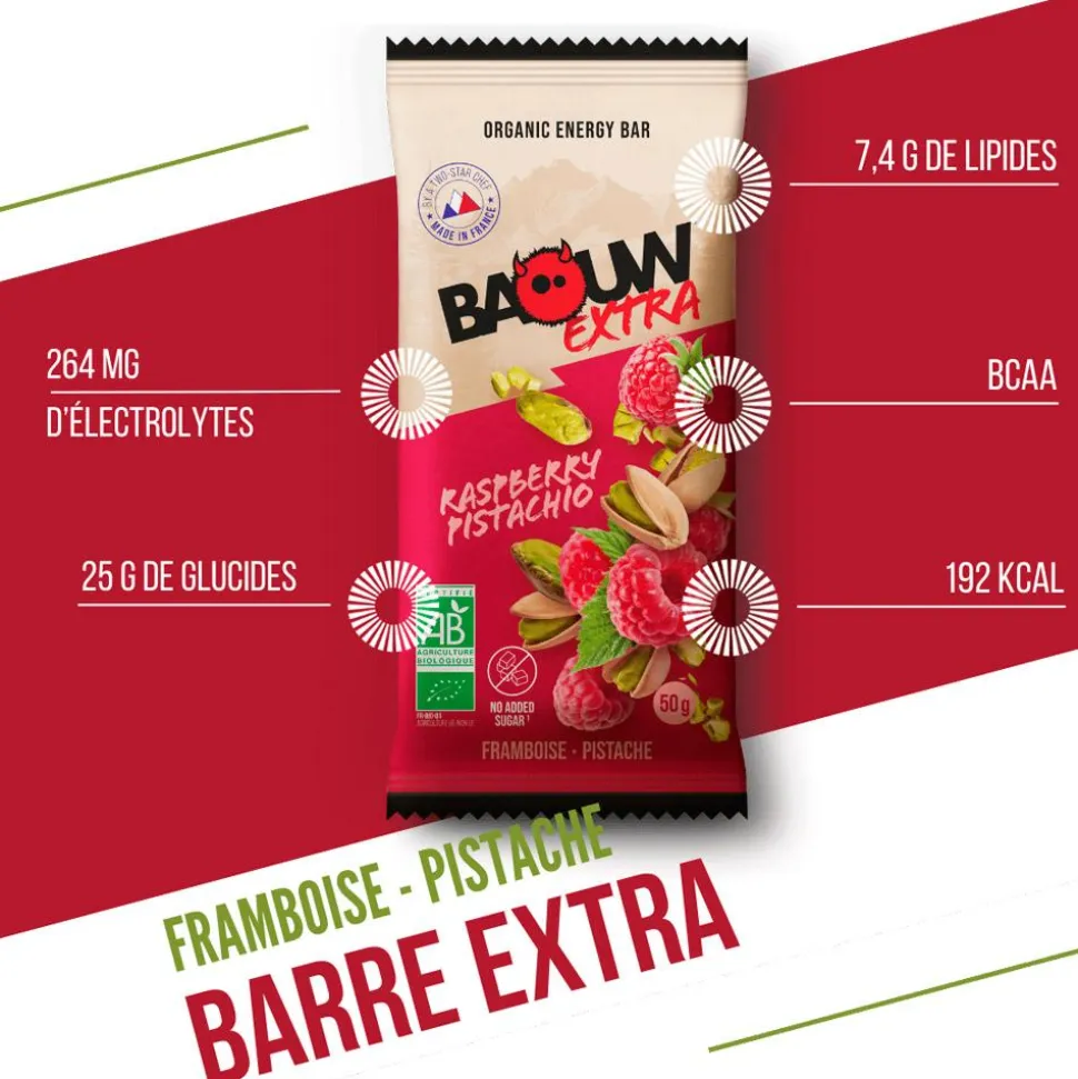 Barrette energetiche Baouw Extra Bio 50 g Framboise Pistache