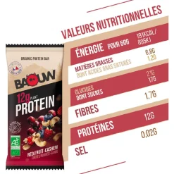Barrette energetiche Baouw Protéinée Bio 50 g. Fruits Rouges & Cajou