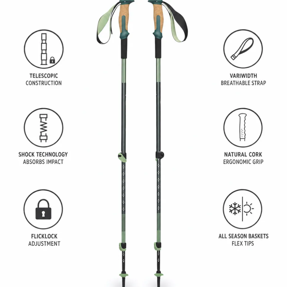 Bastoncini Black Diamond Trail Vista Shock Trek 110-140 cm Deep Woods