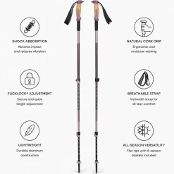 Bastoncini Black Diamond Trail Vista Shock Trek 110-140 cm Dark Mauve