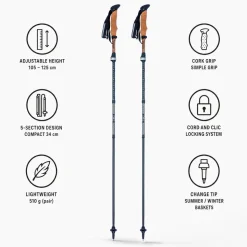 Bastoncini Lacal Travel Stick Compact 105-125 cm Wood
