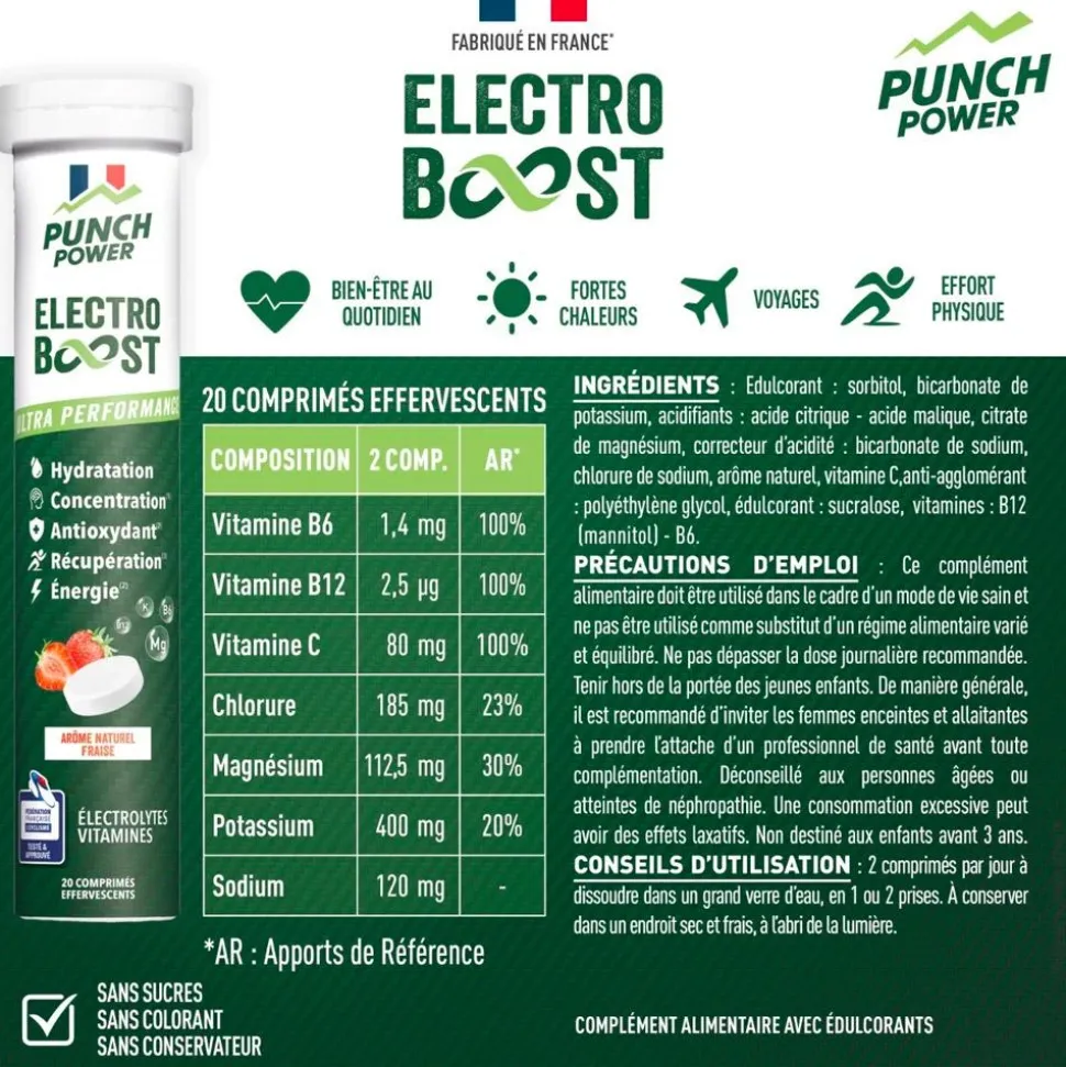 Bevi Punch Power Electroboost - Tube 20 Comprimés Fraise