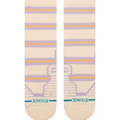 Calze Stance Perf Run Womens Crew Mid Cushion Sock Beam Stripe Oatmeal
