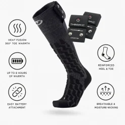 Calze Therm-Ic Powersock Set Heat Fusion Uni + S-Pack 700 Black Grey