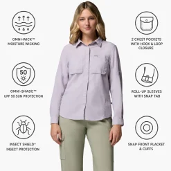 Camicia da trekking Columbia Skien Valley Long Sleeve Lavender Pearl
