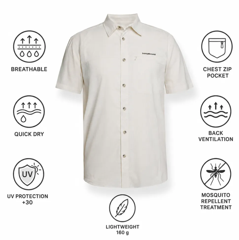 Camicia da trekking Trangoworld Esera DF White Onyx