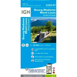 Carte IGN 2250ET Bourg-Madame, Mont-Louis, Col de la Perche