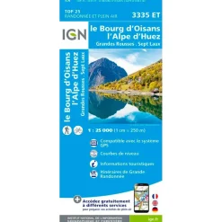 Carte IGN 3335ET le Bourg d'Oisans, l'Alpe d'Huez, Grandes Rousses, Sept Laux
