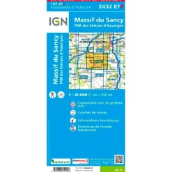 Carte IGN 2432ETR Massif du Sancy, PNR des Volcans d'Auvergne - Résistante