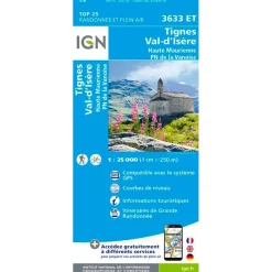 Carte IGN 3633ET Tignes, Val d'Isere, Haute Maurienne, Parc national de la Vanoise