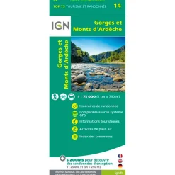 Carte IGN Gorges et Monts D'Ardeche