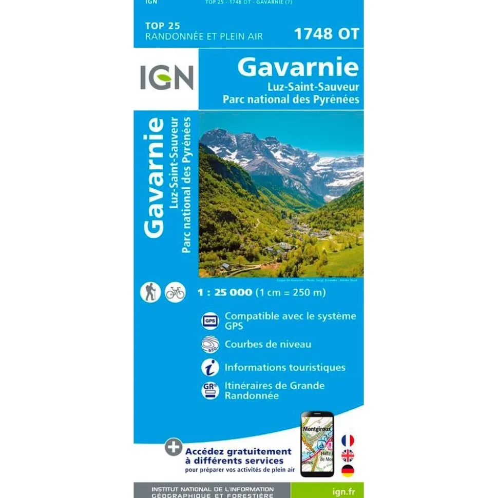 Carte IGN 1748OT Gavarnie, Luz-Saint-Sauveur, Parc national des Pyrénées