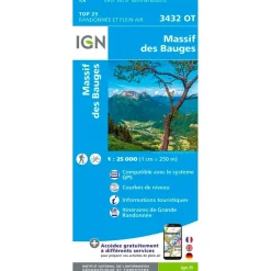 Carte IGN 3432OT Massif des Bauges