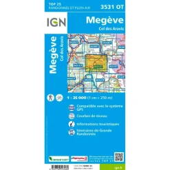 Carte IGN 3531OT Megève, Col des Aravis