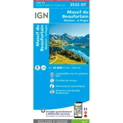 Carte IGN 3532OTR Massif du Beaufortain, Moûtiers, la Plagne - Résistante