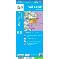Carte IGN 3634OTR Val Cenis, Charbonnel - Résistante