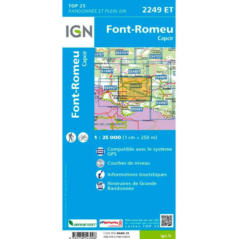 Carte IGN 2148Ot Vicdessos, Pics Estats Et Pic Du Montcalm / Recto