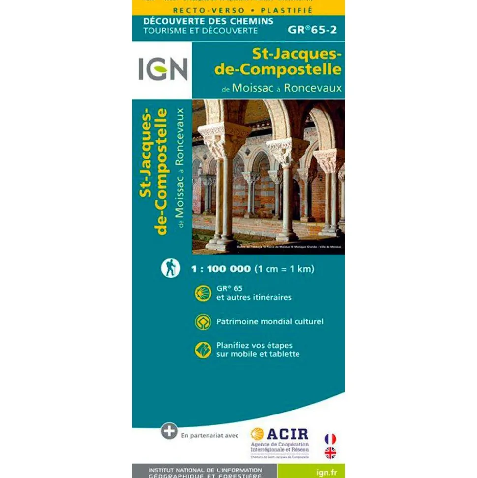 Carte IGN St Jacques de Compostelle de Moissac à Roncevaux