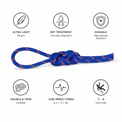 Corde Mammut 7.5 Alpine Sender Dry Rope Blue Safety Orange