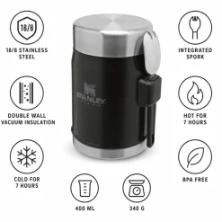 Gavette Stanley The Legendary Food Jar + Spork 0.4L Matte Black Pebble