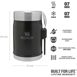 Gavette Stanley The Legendary Food Jar + Spork 0.4L Matte Black Pebble