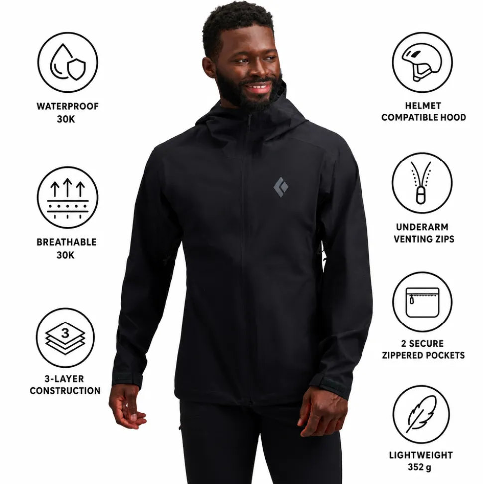 Giacca da alpinismo Black Diamond Strataline Stretch Shell Black