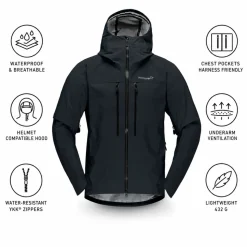 Giacca da alpinismo Norrona Trollveggen Gore-Tex Pro Light Jacket M's Caviar Black