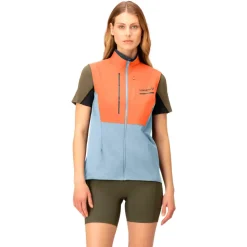 Giacca da trail Norrona senja aero90 Vest W's Flamingo - Blue Fog