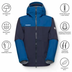 Giacca da trekking Mammut Alto Guide Hardshell Hooded Marine Tschiel