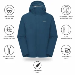 Giacca da trekking RAB Downpour Tempest Blue