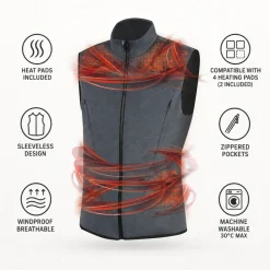 Giacca Lenz Heat Vest 2.0 Men + 2 Heat Pads Black Grey Melange