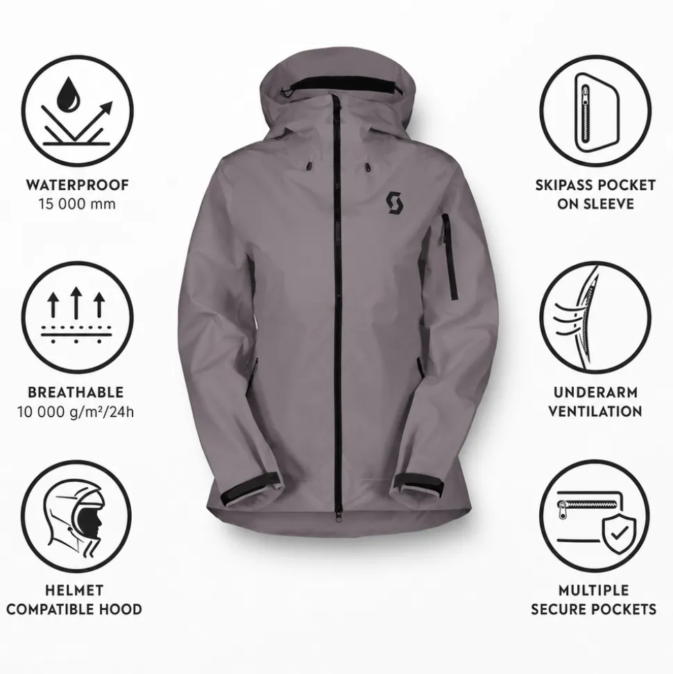 Giacca tecnica Scott Jacket W's Explorair 3 Layer Evening Grey