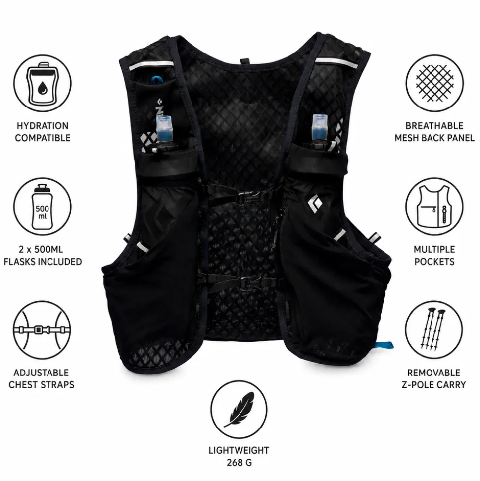 Gilet da trail Black Diamond Distance 6 Hydration Vest Black