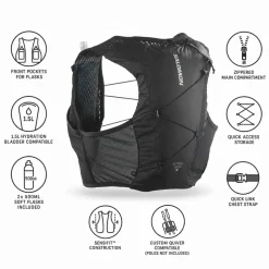 Gilet da trail Salomon Active Skin 4 Set Black Metal