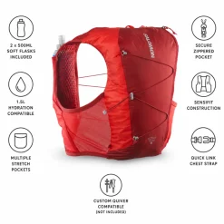 Gilet da trail Salomon Active Skin 8 Set Red Dahlia High Risk Red