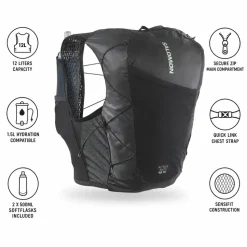 Gilet da trail Salomon Active Skin 12 Women Set Black Metal