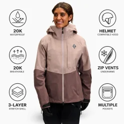 Giubbotto tecnico Black Diamond W Recon Stretch Shell Pale Mauve Dark Mauve