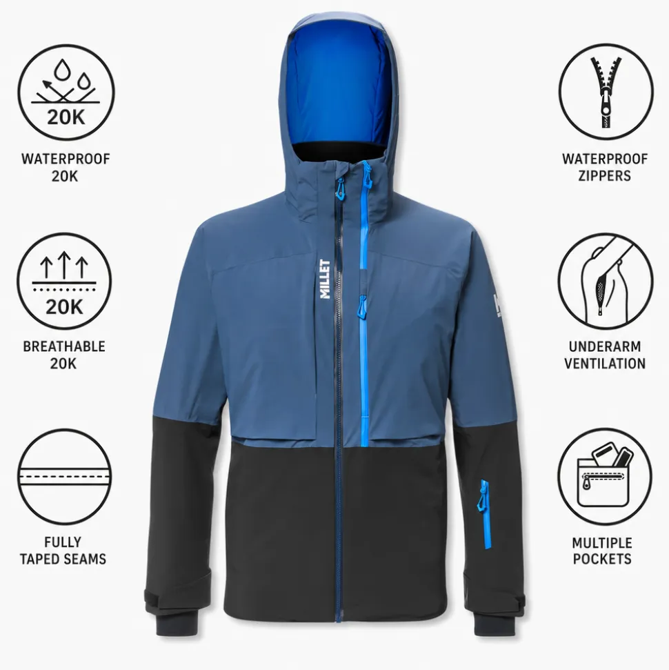 Giubbotto tecnico Millet Grands Montets Pro Jacket M Dark Denim Noir