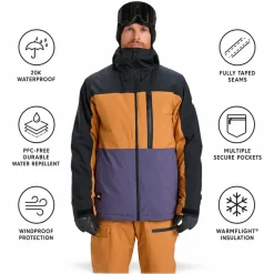 Giubbotto tecnico Quiksilver Sycamore Block 20K Jacket Almond