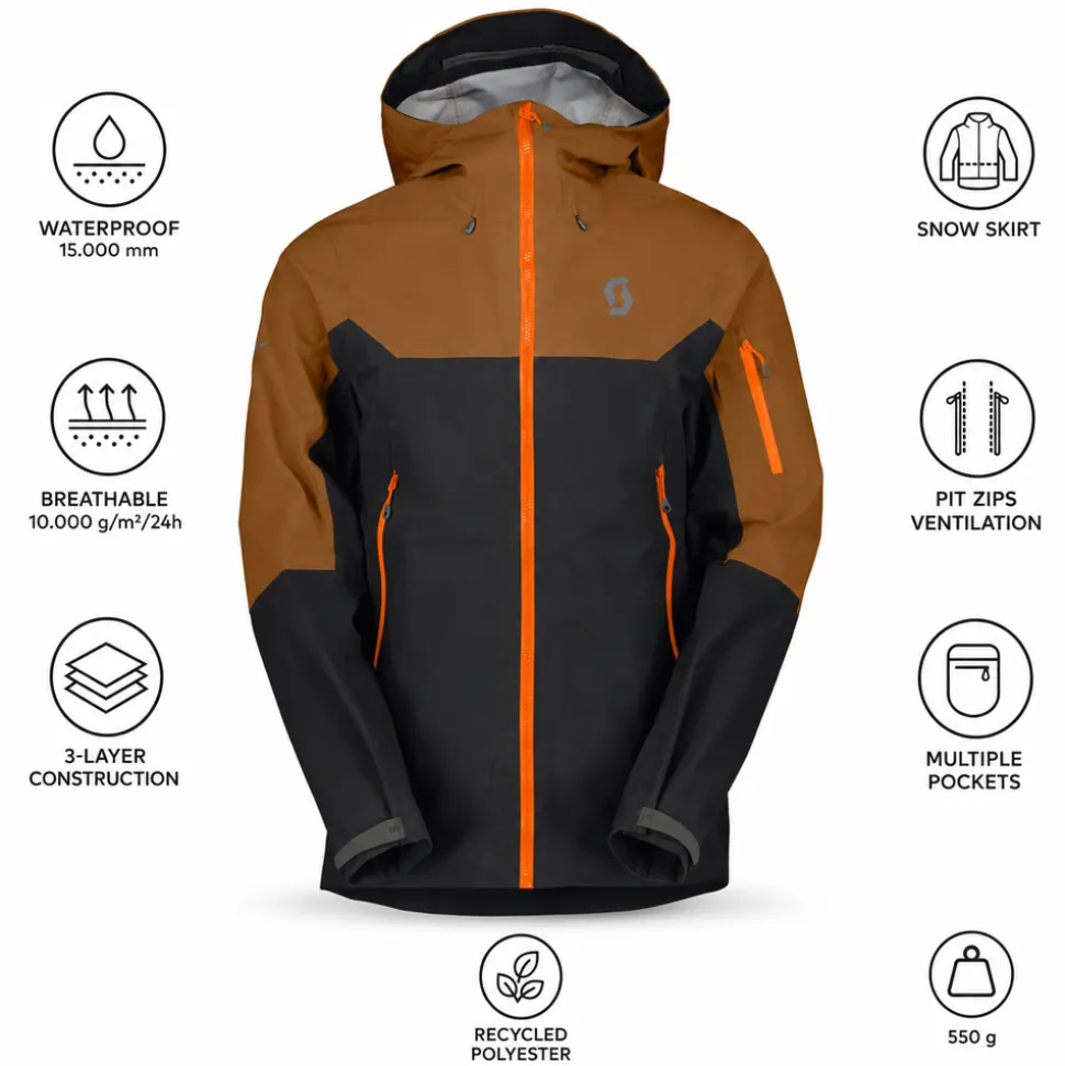Giubbotto tecnico Scott M's Explorair 3L Jacket Bread Brown Black