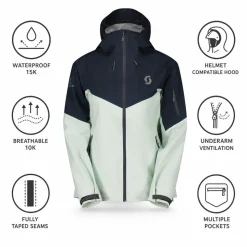 Giubbotto tecnico Scott W's Explorair 3L Jacket Fresh Green Dark Blue