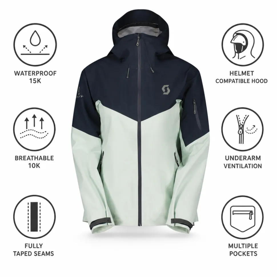 Giubbotto tecnico Scott W's Explorair 3L Jacket Fresh Green Dark Blue