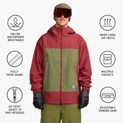 Giubbotto tecnico Volcom Arthur 3 Layer Jacket Burnt Red