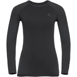 Intimo Tecnico Odlo Performance Warm Eco Top Crew Neck Ls Wmn Black Graphite Grey Black