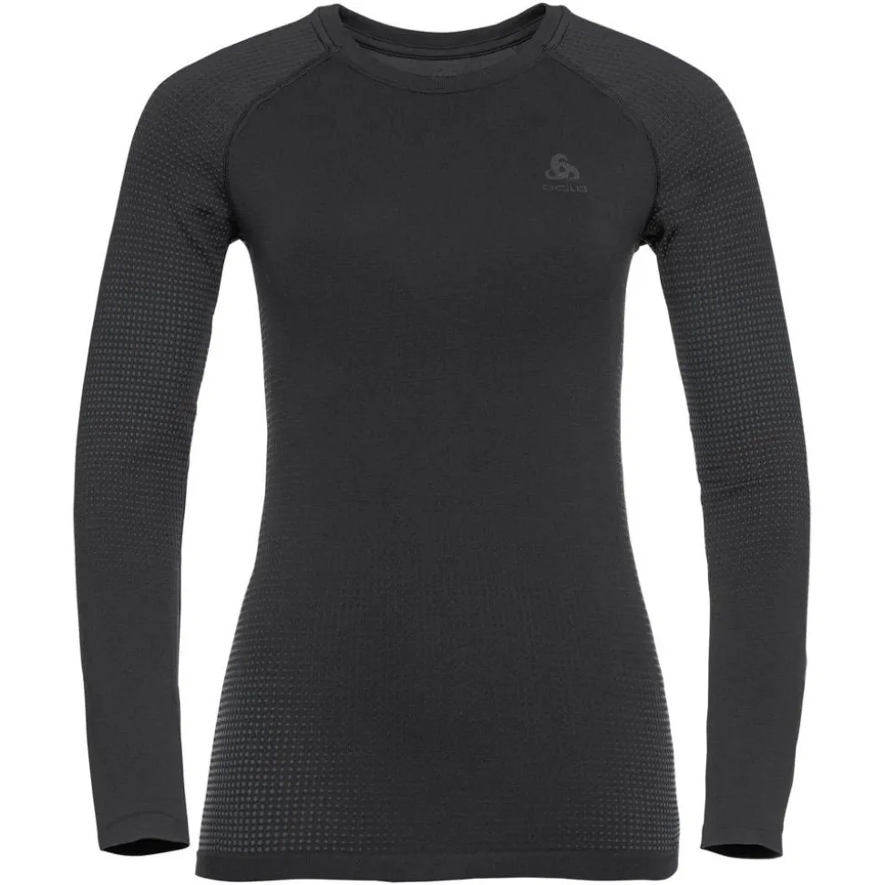 Intimo Tecnico Odlo Performance Warm Eco Top Crew Neck Ls Wmn Black Graphite Grey Black