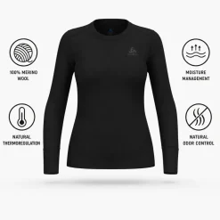 Intimo Tecnico Odlo Top Crew Neck L/S Merino 200 W Black