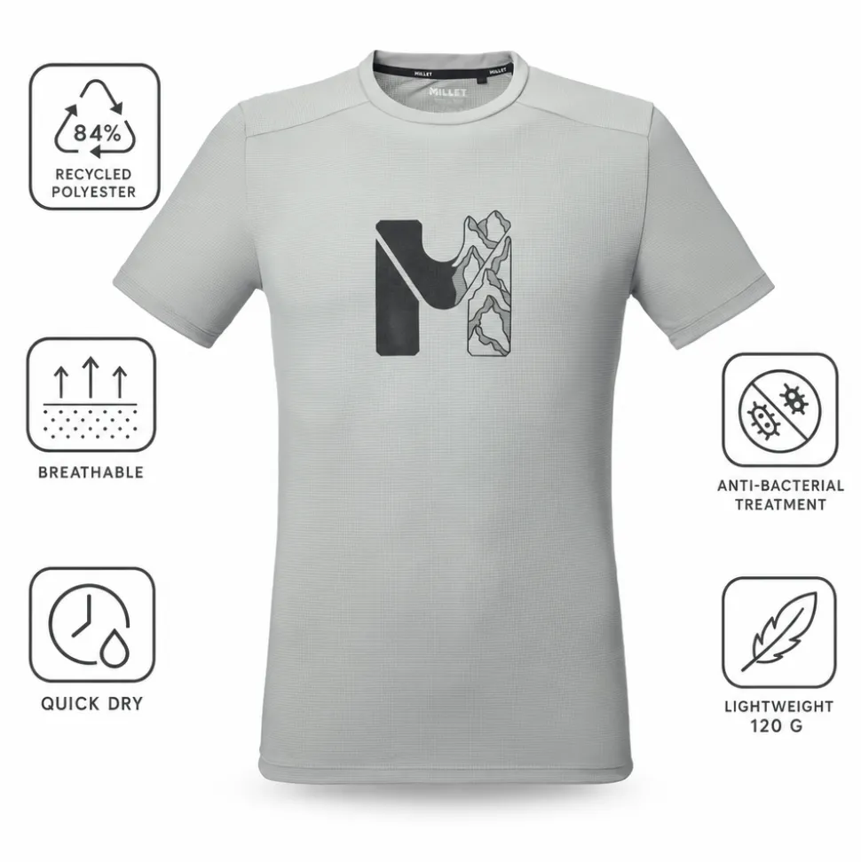 Maglietta da trekking Millet Kamet Map Short Sleeve Granite