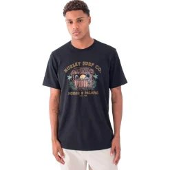 Maglietta Hurley Poison And Palapas Slub Short Sleeve Black