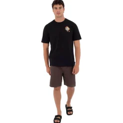 Maglietta Hurley Short Sleeve Printing Press Disques Black